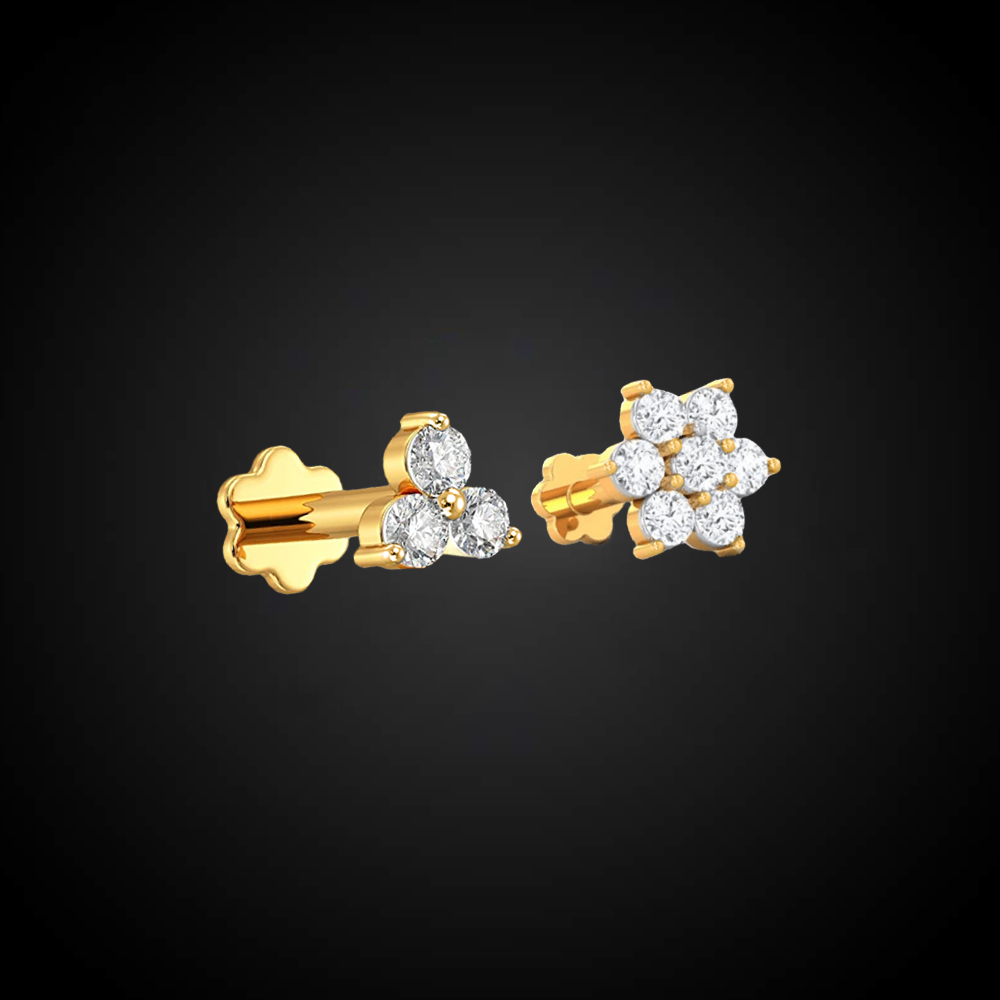 Italian Diamond Three Stone & Seven Stone Nose Pin