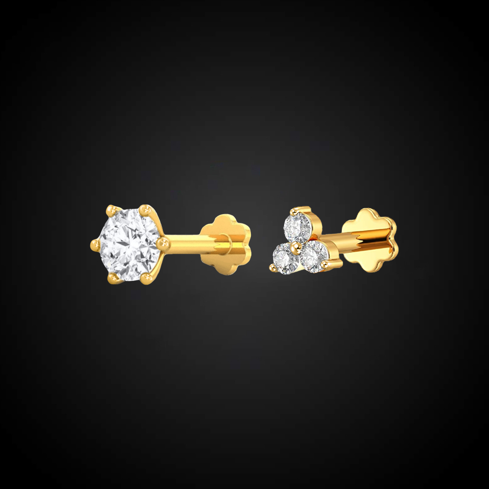 Italian Diamond One Stone & Three Stone Nose Pin